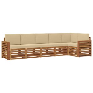 vidaXL Ensemble de canapés d'extérieur 6 pc Naturel et Beige Polyester