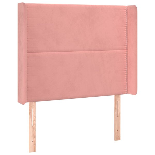 vidaXL Tête de lit avec oreilles Rose 93x16x118/128 cm Velours