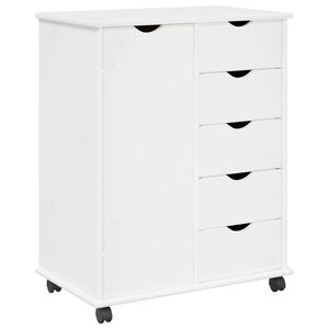 vidaXL Cabinet roulant Blanc 63 5 x 39 x 79 cm Bois de Pin Massif