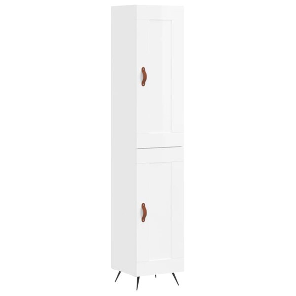 vidaXL Buffet haut Blanc brillant 34 5x34x180 cm Bois d'ingénierie