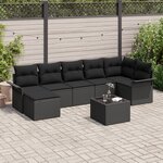 vidaXL Ensemble de Canapé de Jardin 8 Pièces avec Coussins Beige Rattan Poly