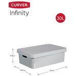 Curver boîte de rangement infinity et couvercle 3 pièces 30 l gris 240681