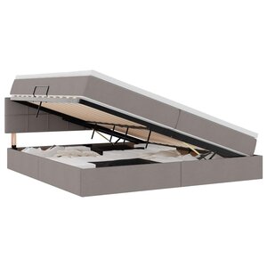 vidaXL Lit de rangement LED avec matelas Taupe 200 x 200 cm Tissu