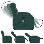 vidaXL Fauteuil inclinable de massage électrique Vert foncé Tissu