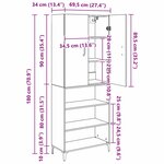vidaXL Haut Armoire Bois Ancien 69 5 x 34 x 180 cm Bois d'ingénierie