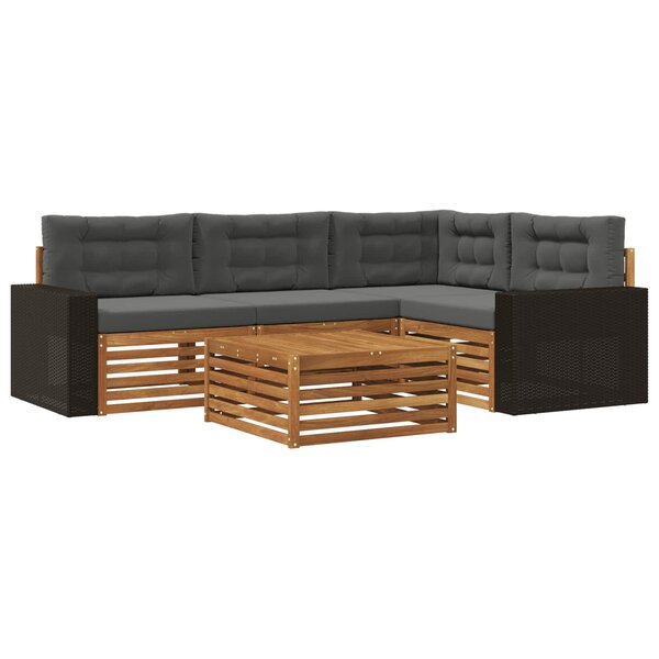 vidaXL Ensemble de canapés d'extérieur 5 pc Naturel et Anthracite