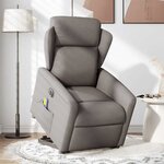 vidaXL Fauteuil inclinable de massage électrique Taupe Tissu
