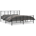 vidaXL Cadre de lit métal avec tête de lit/pied de lit noir 183x213 cm