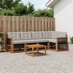 vidaXL Ensemble de canapés d'extérieur 6 pc Naturel et gris clair