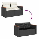 vidaXL Salon de jardin 5 Pièces avec coussins noir résine tressée acacia