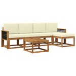 vidaXL Ensemble de canapés d'extérieur 6 pc Naturel et Crème Polyester
