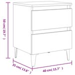 vidaXL Table de chevet avec pieds en métal Chêne fumé 40x35x50 cm