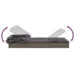 vidaXL Transat avec toit pliable gris 213x63x97 cm résine tressée