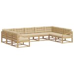 vidaXL Ensemble de canapés d'extérieur 9 Pièces Blanc et Beige