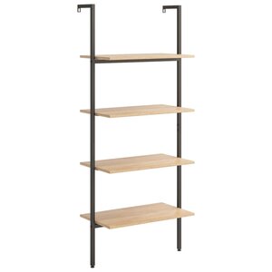 vidaXL Étagère inclinée à 4 niveaux Marron clair et noir 64x35x152 5cm