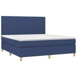 vidaXL Sommier à lattes de lit et matelas et LED Bleu 180x200 cm Tissu