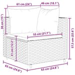 vidaXL Salon de jardin 8 Pièces avec coussins Gris Résine tressée