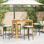 vidaXL Ensemble de bar de jardin 5 Pièces noir bois massif acacia rotin