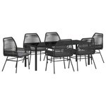 vidaXL Ensemble de salle à manger pour jardin 7 Pièces Noir polyrotin