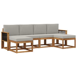 vidaXL Ensemble de canapés d'extérieur 6 pc Naturel et gris clair