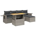 vidaXL Salon de jardin 6 Pièces avec coussins gris résine tressée