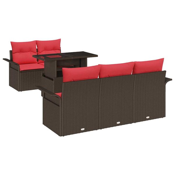 vidaXL Ensemble de canapé de jardin 6 Pièces Marron Poly Rattan