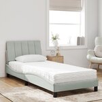 vidaXL Lit avec matelas Hanko gris clair 80x200 cm velours