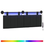 vidaXL Tête de lit suspendue Avec lumière LED Noir Tissu