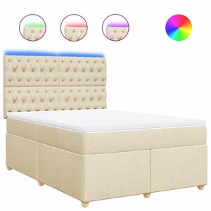 vidaXL Sommier à lattes de lit avec matelas Crème 160x200 cm Tissu