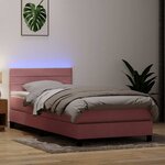 vidaXL Sommier à lattes de lit avec matelas et LED rose 90x210 cm velours