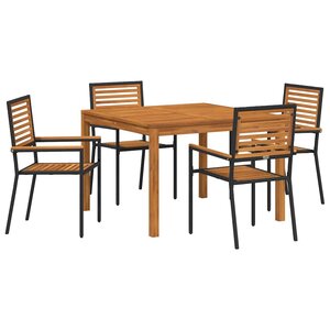 vidaXL Ensemble de salle à manger pour jardin 5 Pièces Noir