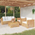 vidaXL Salon de jardin 5 Pièces avec coussins Bois de teck solide