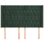 vidaXL Tête de lit avec oreilles Vert foncé 163x16x118/128 cm Velours