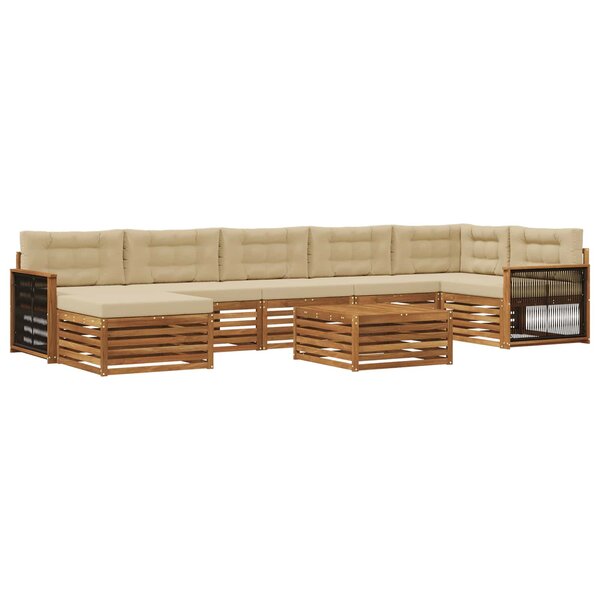 vidaXL Ensemble de canapés d'extérieur 8 pc Naturel et Beige