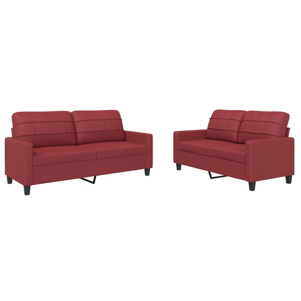 vidaXL Ensemble de canapés 2 Pièces et coussins Rouge bordeaux Similicuir
