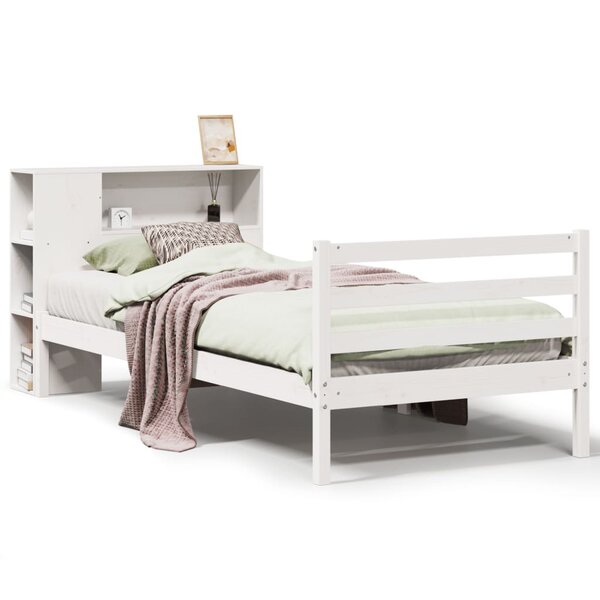vidaXL Lit bibliothèque sans matelas blanc 90x200cm bois de pin massif