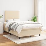 vidaXL Sommier à lattes de lit avec matelas crème 120x190 cm tissu