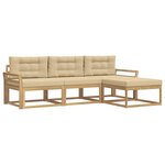vidaXL Ensemble de canapés d'extérieur 4 Pièces Blanc et Beige Polyester