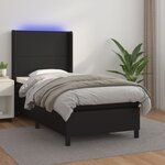 vidaXL Sommier à lattes de lit matelas LED Noir 90x200 cm Similicuir