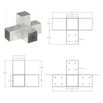 vidaXL Connecteurs de poteau 4 Pièces Forme en X Métal galvanisé 81x81 mm