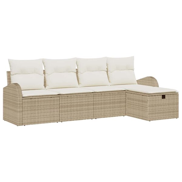 vidaXL Ensemble de canapé de jardin 5 Pièces Beige Poly rotin