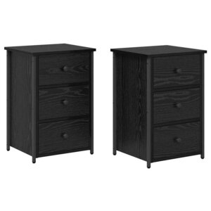 vidaXL Cabinet de chevet avec tiroir 2 Pièces Chêne noir 40 x 36 x 60 cm