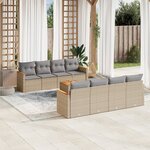 vidaXL Salon de jardin avec coussins 9 Pièces beige résine tressée