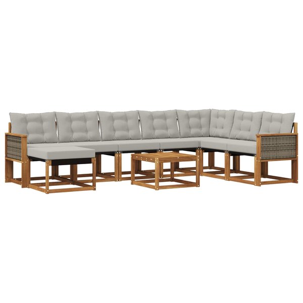 vidaXL Ensemble de canapés d'extérieur 9 pc Naturel et Gris clair