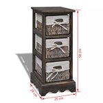 vidaXL Étagère de rangement Bois Marron 3 paniers en tissage