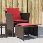 vidaXL Chaise de jardin avec tabouret marron résine tressée