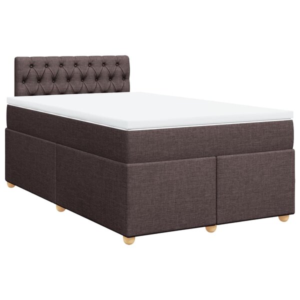 vidaXL Sommier à lattes de lit et matelas marron foncé 120x190cm tissu