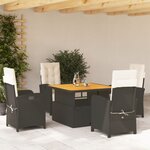 vidaXL Ensemble à manger de jardin coussins 5Pièces Noir Résine tressée