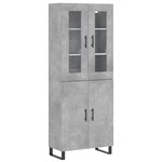 vidaXL Buffet haut Gris béton 69 5x34x180 cm Bois d'ingénierie