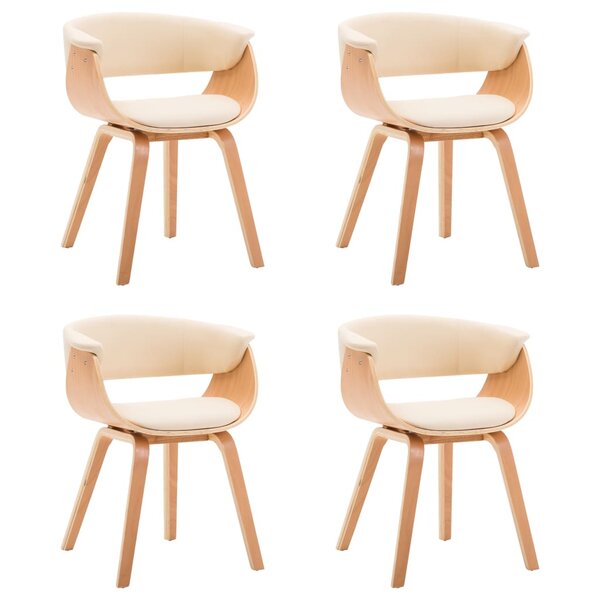 vidaXL Chaises à manger lot de 4 crème bois courbé et similicuir